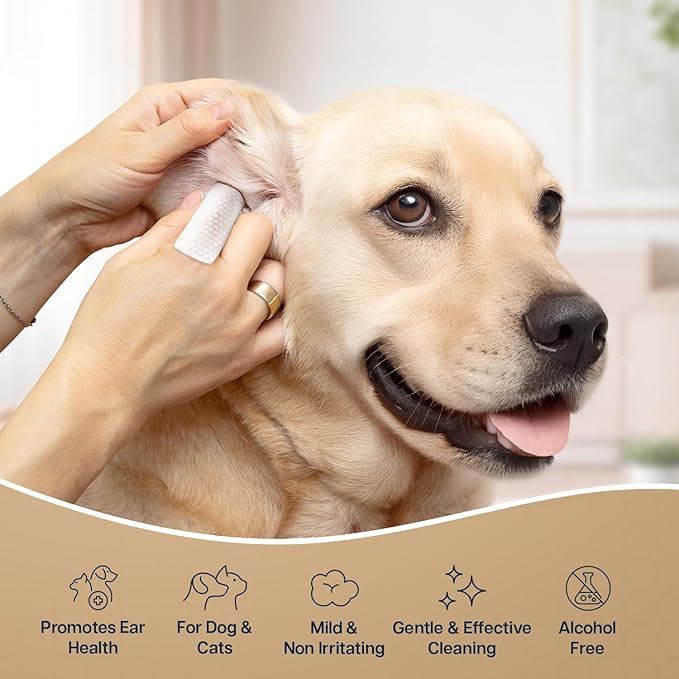 Dog Ear Wipes - 100 Value Pack - Mint Ear Wipes for Dogs, Vet Formulated Pet Ear Wipes for Dogs & Cats – Effective Dog Ear Cleaner for Itch Relief, Wax & Odor-PawvioPets