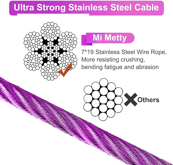 10FT Heavy Duty Dog Tie Out Cable for Large Dogs up to 125lbs, Durable Runner Tether Line (Purple)-PawvioPets