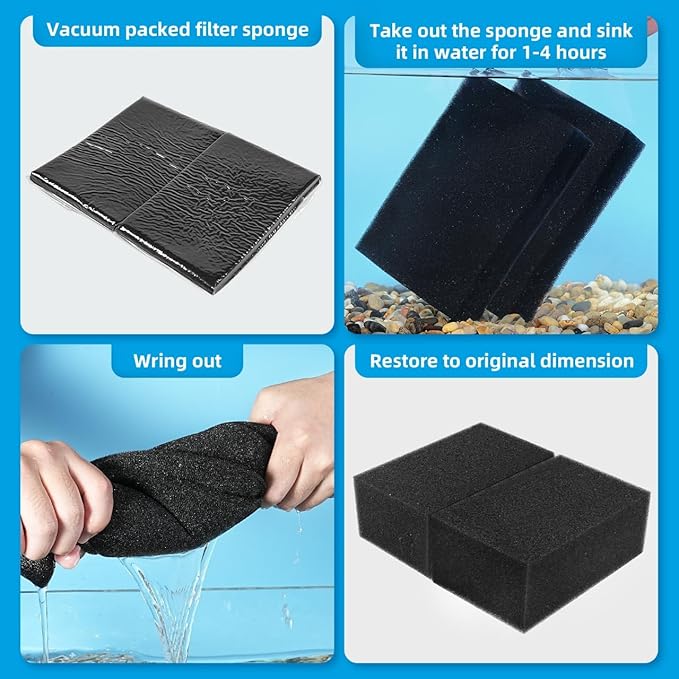 AQUANEAT 2 Pack Aquarium Bio Sponge Filter Media Pad Cut-to-Size Open Cell Foam Sheet for Fish Tank Sump (7.5" x 4.7" x 2.75")-PawvioPets