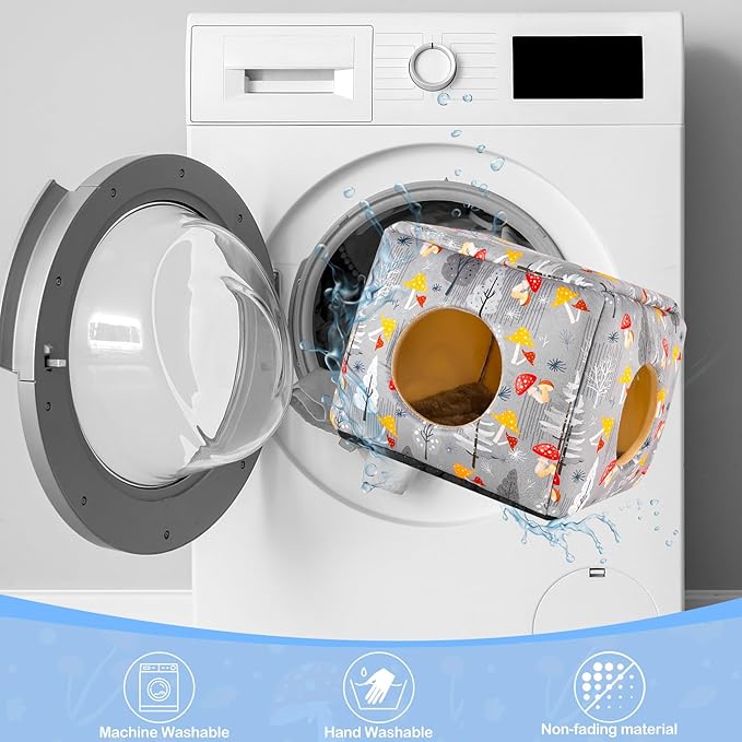 Bienbee Guinea Pig Hideout, Washable Guinea Pigs House Cozy Guinea Pigs Bed for Small Pet Bunny/Rabbit/Hamster/Chinchilla Guinea Pig Accessories Mushroom-PawvioPets