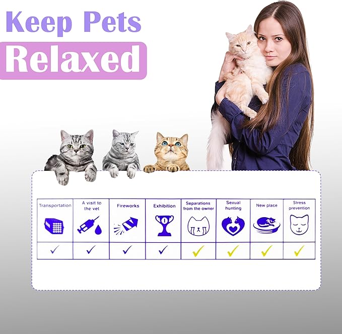 4 Pack Calming Collar for Cats - 60 Days Anxiety and Stress Relief, Relaxing Cat Collar, Adjustable Pheromones Collar for Cats，Natural Soothing for Continuous Calming-PawvioPets