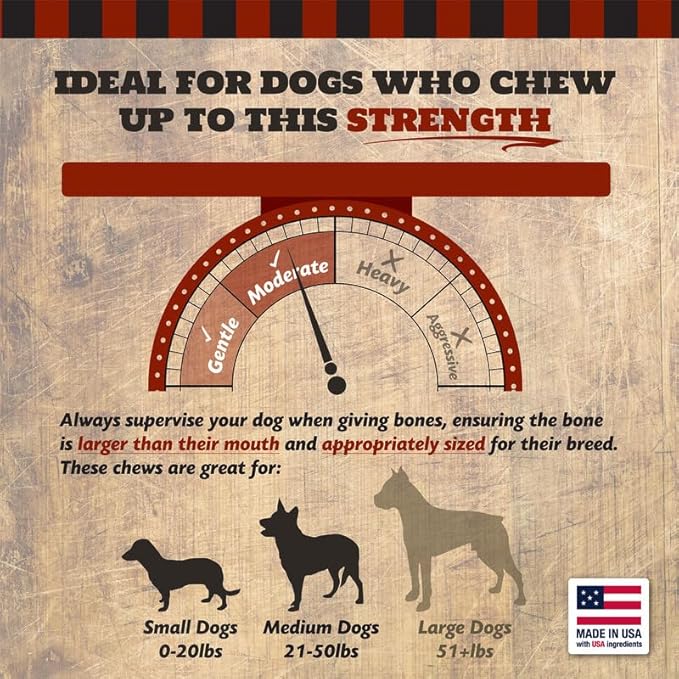 2" Beef Marrow Dog Bones for Aggressive Chewers, Small Breed Dog Treat, Natural, Tough, Chew Toy, Made in The USA, 6 Count-PawvioPets