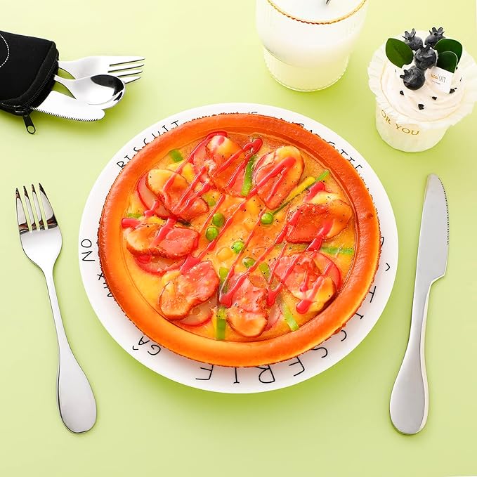 7 Pieces Bariatric Eating Portion Control Flatware Bariatric Management Silverware Serving Spoons Forks Knives Stainless Steel Weight Loss Utensils with Fabric Storage Bag-PawvioPets