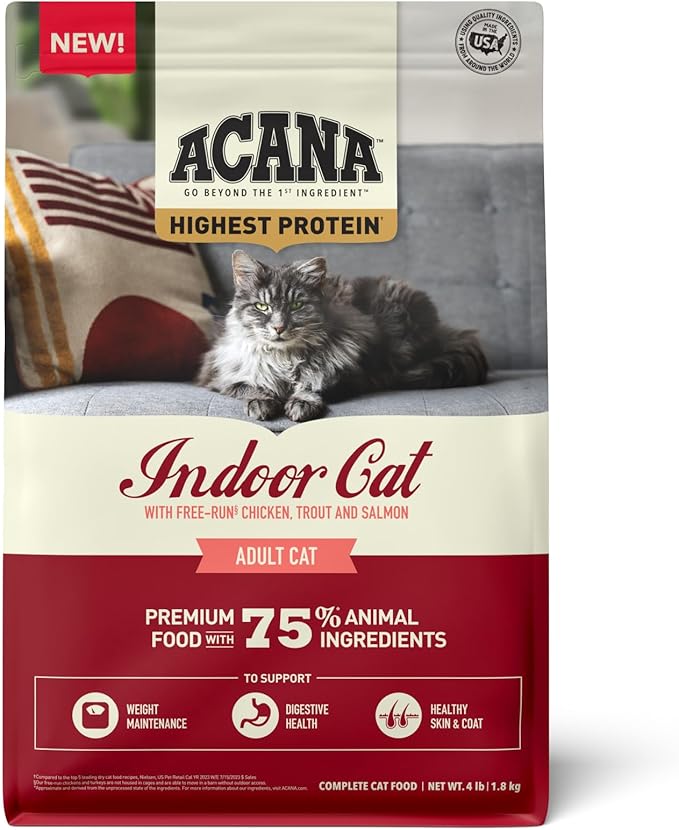 ACANA Highest Protein Dry Cat Food Indoor Cat Food Recipe 4lb Bag-PawvioPets