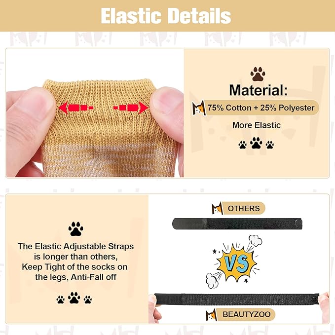 BEAUTYZOO Anti Slip Dog Socks for Small Medium Large Dogs with Grips Straps on Hardwood Floor Protection Wear, Traction Control 3 Pairs Double Side Paw Protector to Prevent Licking for Girl or Boy-PawvioPets