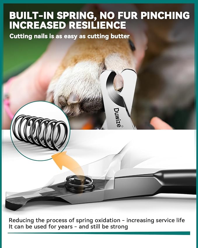 Dog Nail Clippers - All Steel Material, 1.22-Inch Large Opening, Built-in Spring, No Fur Pinch, for Medium to Large Dogs and Cats, Professional Pet Nail Trimmers, with Free Nail File-PawvioPets