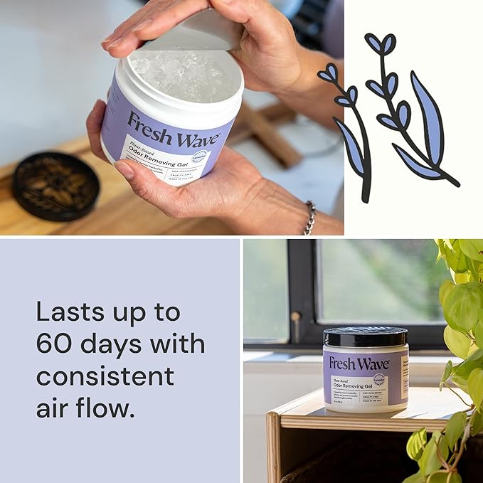 Fresh Wave Lavender Odor Removing Gel, 15 oz., Pack of 2 - Safer Odor Absorbers for Home, Natural Plant-Based Odor Eliminator, Every 15 oz. lasts 30-60 Days, For Cooking, Trash & Pets-PawvioPets