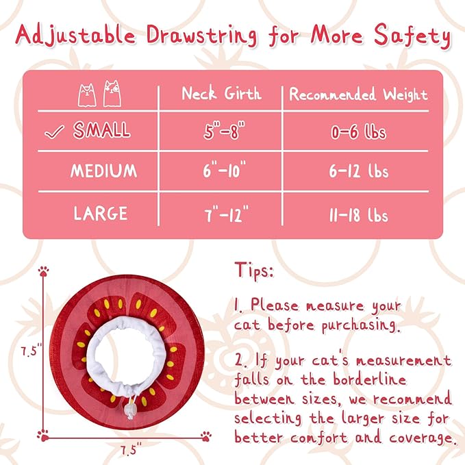 ANWA Adjustable Cat Cone Collar Soft, Cute Cat Donut Collar After Surgery, Kitten Recovery Cones to Stop Licking-PawvioPets