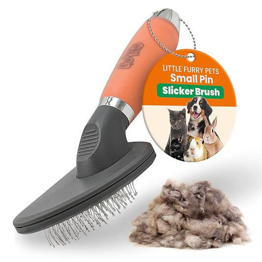 GoPets Small Pin Slicker Brush, Easy-Groom Pin Comb for Tangles & Shedding, Rounded Safety Tips, Dematting Brush for Short & Long Hair Cats, Dogs & Furry Pets, Ideal for Sensitive, Hard-to-Reach Areas-PawvioPets