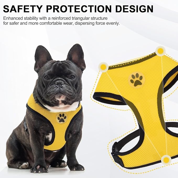 BINGPET No Pull Dog Harness,Soft Mesh Breathable All Weather Vest Harness,Safety Protection Design Durable Adjustable Step-in Easy Walk Dog Harness for Small Medium Large Dogs(Yellow,M)-PawvioPets