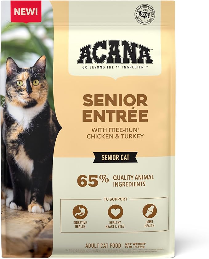 ACANA Dry Cat Food for Seniors Senior Entrée Chicken Turkey and Duck 10lb Bag-PawvioPets