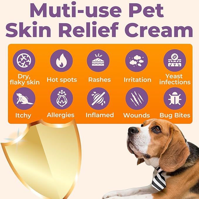 Dog Skin Soother - Dry Itchy Skin Relief & Hot Spots Soothing Cream for Dogs&Cats - Healing Ointment with Colloidal Oatmeal&Manuka Honey - Canine Conditioner Moisturizer with Applicator- 100g-PawvioPets