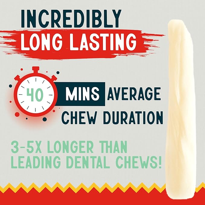 Canine Chews 10-11" Dental Coated Jumbo Rawhide Retriever Rolls (8 Pack) - Breath Freshening & Long Lasting Dental Chews for Dogs Large Size - Teeth Cleaning Dog Treats for Aggressive Chewers-PawvioPets