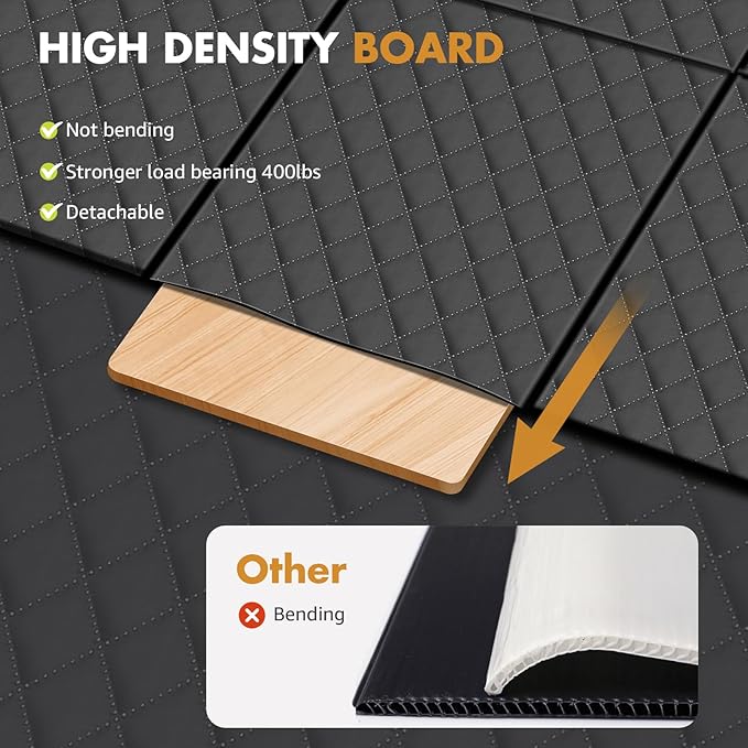 Dog Car Seat Cover for Back Seat, Dog Car Bed Cover with Hard Bottom, Backseat Extender Hammock for Mid-Sized Truck/SUV 8 Panels - Black-PawvioPets