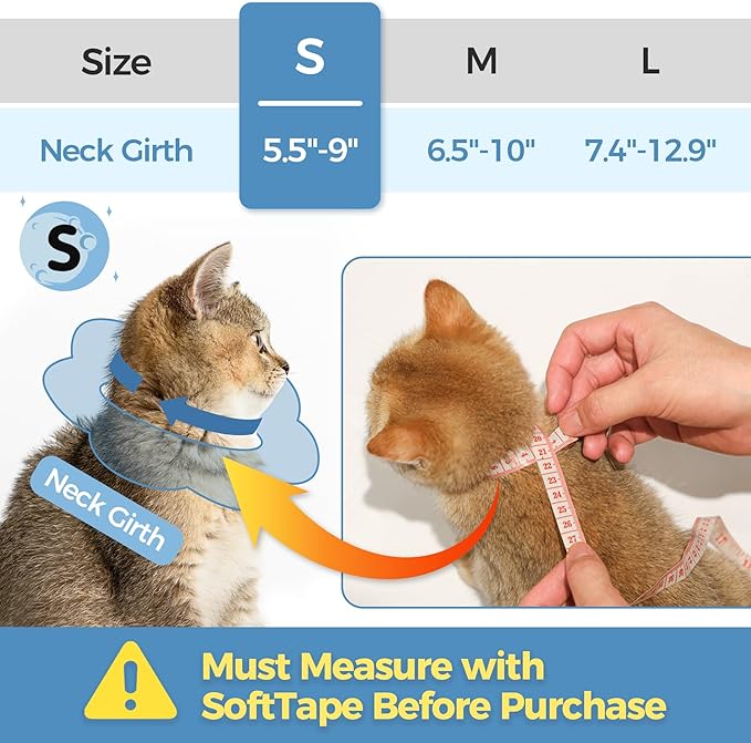 ComSaf Cat Cone Collar Soft, Protective Adjustable Cat Cones to Stop Licking After Surgery, Comfortable Lightweight Elizabethan Collar for Kitten Prevent from Licking Wounds, Not Block Vision-PawvioPets