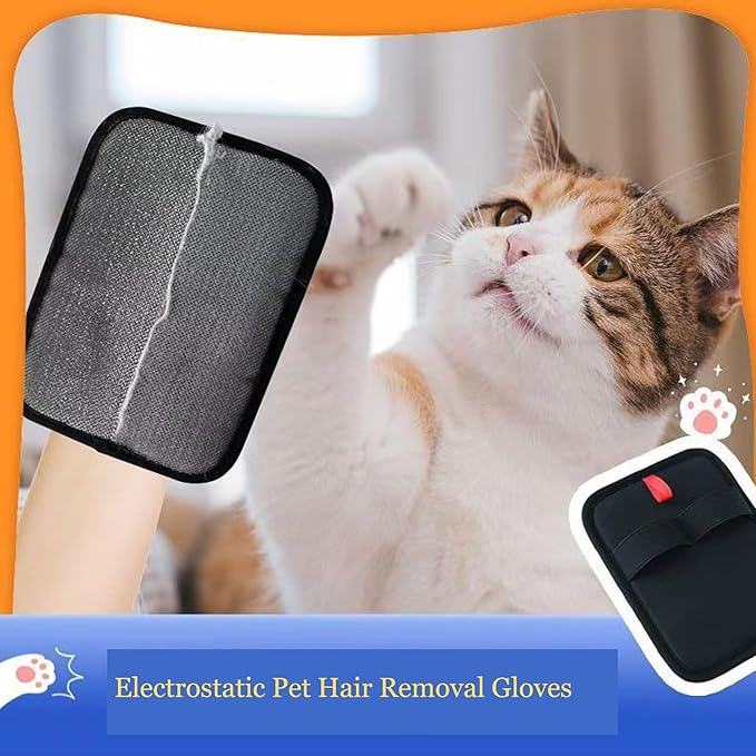 2 PCS Pet Hair Removal Gloves - Electrostatic Pet Hair Remover - Electrostatic Removal Gloves for Couch, Furniture, Carpet, Curtain - Reusable Grooming Glove for Cat & Dog-PawvioPets