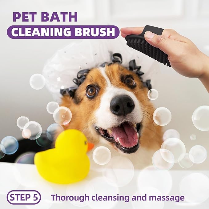 Dog Brush for Shedding, 7 PCS Dog Grooming Brush Kit Including Undercoat Rake, Slicker Brush, Dematting Comb, Nail Clipper, Bath Brush for Long & Short Haired Dogs, Cats - Purple-PawvioPets