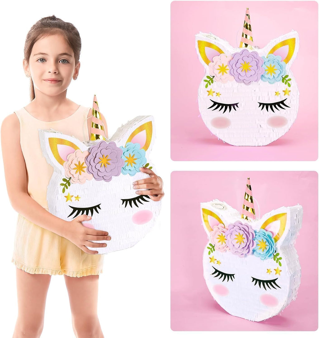 WERNNSAI Unicorn Piñata - Unicorn Party Supplies Piñata with Stick and Blindfold for Girls Kids Birthday Party Game Anniversary Classroom Activities Unicorn Them Party Decorations(15.7'' x 12.2'')