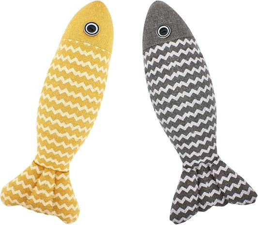 2 Pcs Catnip Toys Fish, Self Play, Cat Toys for Indoor Cats and Kitten, Catnip Cat Toy, Interactive Kitten Exercise Kicker Toys for Indoor Cats 7.8 Inches for All Breeds-PawvioPets