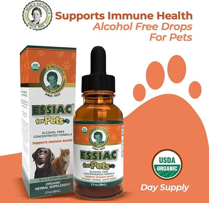 Essiac for Pets | USDA Organic | Daily Drops for Immune Support and Longevity | Pre-Measured Dropper | Alcohol Free Concentrated Formula | 2oz (59ml)-PawvioPets