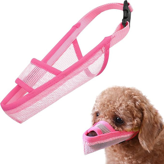 Crazy Felix Nylon Dog Muzzle for Small Medium Large Dogs Dachshund Beagle Poodle Labrador, Air Mesh Breathable and Drinkable Pet Mouth Guard for Anti-Biting Chewing Scavenging(XXXS, Pink)-PawvioPets