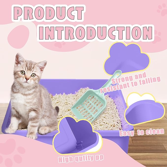 5pcs Kitten Litter Box,Open Small Cat Litter Box with 5 Scooper,Portable Small Litter Pan Low Entry Shallow Plastic Travel Toilet Litter Tray Cat Waste Tray for Small Pet Rabbit Guinea Pig Newborn Cat-PawvioPets