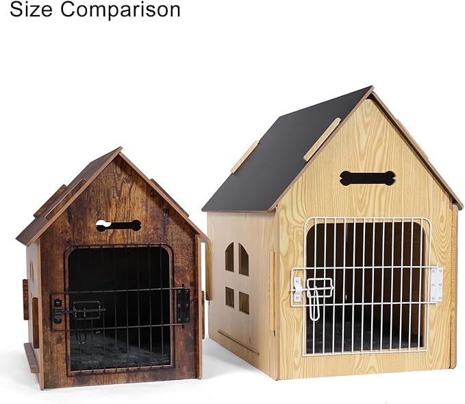 Dog House Indoor for Small Dogs or Cats, Cozy Wooden Design, Small Indoor Bed House, with Air Vents and Elevated Floor Warm Dog Cave (Large Pink)-PawvioPets