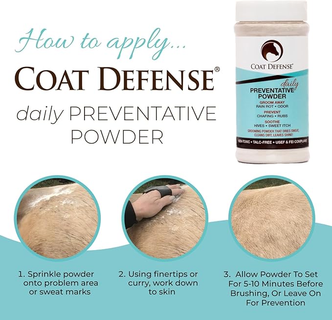 COAT DEFENSE Daily Grooming Powder for Horses | Dry Shampoo with Natural Ingredients | 64 oz Formula for Fresh, Healthy-Looking Coat-PawvioPets