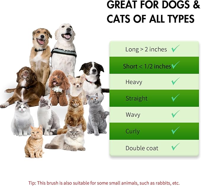 Dog Self Cleaning Slicker Brush for Shedding, Ideal for Short Long Haired Dogs, Including Cat. Removes Loose Fur, Undercoat, Mats, Tangled Hair. Suit for Large Medium Small Animal, Green-PawvioPets