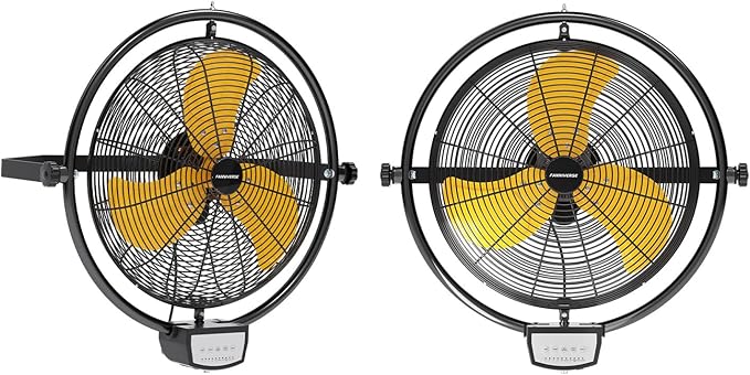 2PCS 20 Inch Wall Metal Fan Pro Remote Control, High Velocity Wall Mount Fans for Commercial, Residential, Warehouse, Covered Patio, Shop, Garage, Barn 3 Speed 5200 CFM UL Safety Listed-PawvioPets