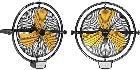 2PCS 20 Inch Wall Metal Fan Pro Remote Control, High Velocity Wall Mount Fans for Commercial, Residential, Warehouse, Covered Patio, Shop, Garage, Barn 3 Speed 5200 CFM UL Safety Listed-PawvioPets
