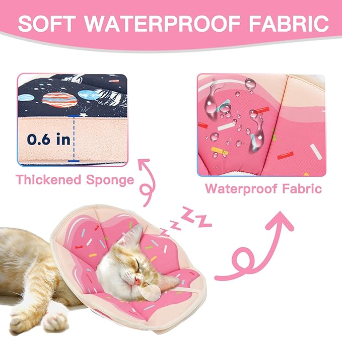 Cat Cone Collar Soft, Waterproof Cat Recovery Collar After Surgery, Adjustable Pet Donut Collar, Safety Elizabethan Collar to Prevent Licking Wounds for Kittens, Pet Cone Alternative-PawvioPets