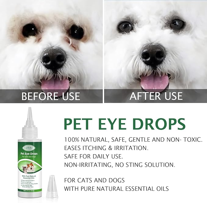 Dog Eye Drops, Eye Cleaner for Dogs & Cats Supports Eyes Infection Relief, Redness & Allergy Eyes Relief, Remove Tear Stain & Eye Debris - Pet Eye Gentle Care Supplement Cats Drops for Eyes - 2 fl oz…-PawvioPets