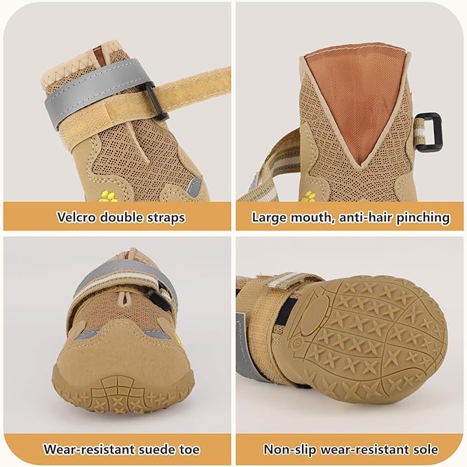 Dog Shoes for Large Medium Small Dog, Mesh Breathable Dog Shoes for Hot Pavement, Anti-Slip Dogs Boots Paw Protectors with Reflective for Outdoor Walking Indoor Hardfloors (Size 2)-PawvioPets