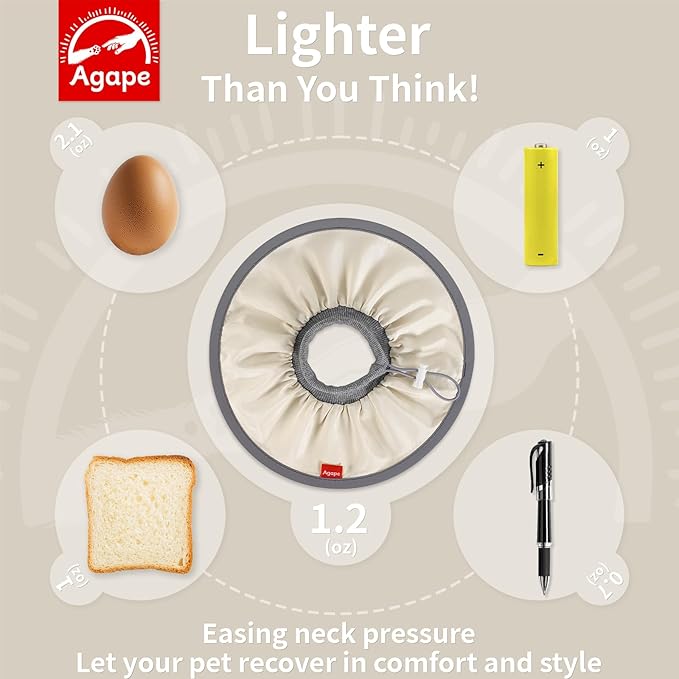 Agape Comfortable Cat Cone - Lightweight Soft Recovery Collar for Cats After Surgery - Protective E-Collar for Small, Medium, and Large Cats - Stops Licking & Scratching for Wound Care-PawvioPets