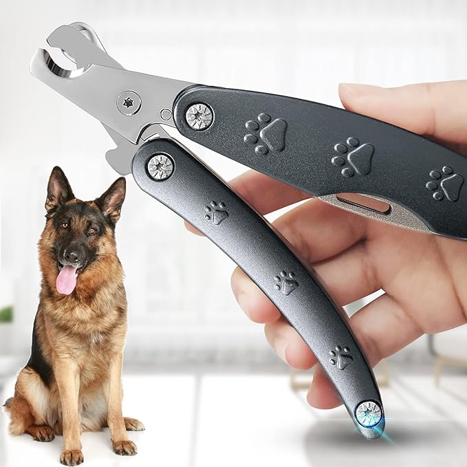 Best Dog Nail Trimmers for Anxiety Sensitive Dogs, Quiet Sharpest Smoothest Nail Clippers for Large Dog Medium Small, Professional Stainless Steel with Nail File & Comb, Left-Handed Friendly-PawvioPets