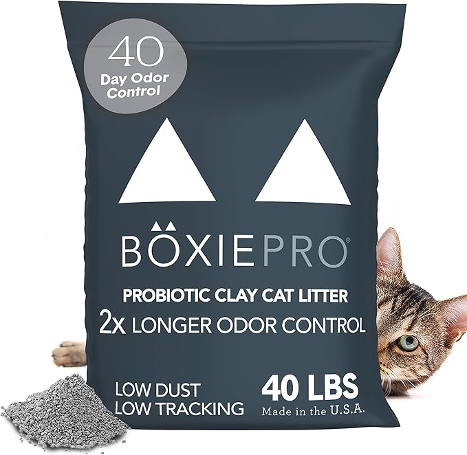 Boxie® Probiotic Cat Litter 40 Day Natural Odor Control, 40lb Clumping Kitty Litter (Clay)-PawvioPets
