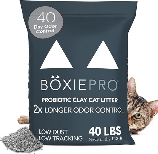 Boxie® Probiotic Cat Litter 40 Day Natural Odor Control, 40lb Clumping Kitty Litter (Clay)-PawvioPets