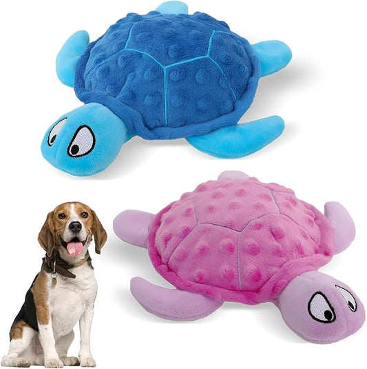 Adpartner Crinkle Dog Toys, 2 Pack Stuffed Turtle Dog Toys Squeaky Plush Dog Toy to Keep Them Busy, Interactive Dog Squeaky Toys for Small to Medium Dogs Teething Training Reduce Boredom-PawvioPets