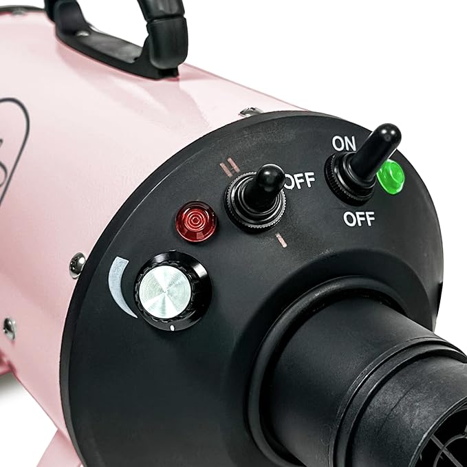 Flying Pig High Velocity Dog Pet Grooming Dryer w/Heater (Pastel Pink w/Grey Logo)-PawvioPets