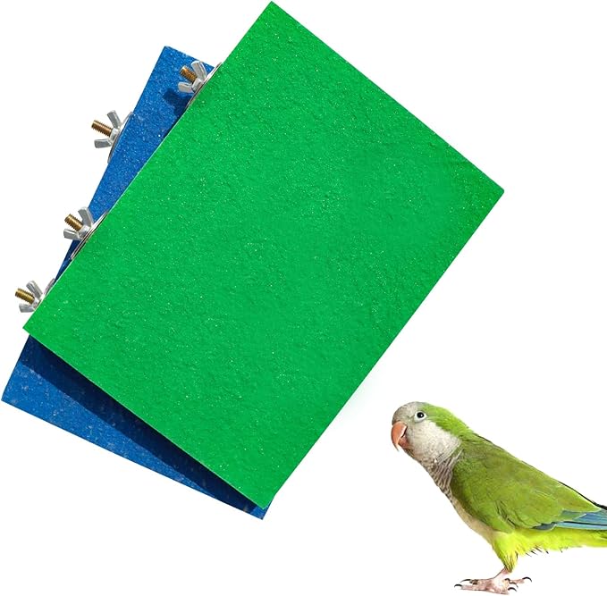 7.9×5.9 Inches Large Bird Perch Stand Platform, Natural Wooden Bird Cage Accessories, Bird Stand Perch with Rough Quartz Sand Surface for Parrot, Parakeet, Budgies, Cockatiel, Rats-PawvioPets