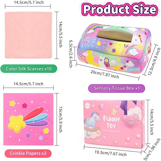 Baby Toys 6 to 12 Months - Tissue Box Toy, Tissue Learning Toys with Alphabet Number Color Sound, Baby Sensory Toy Gifts for 6 9 12 18 Months Old-PawvioPets