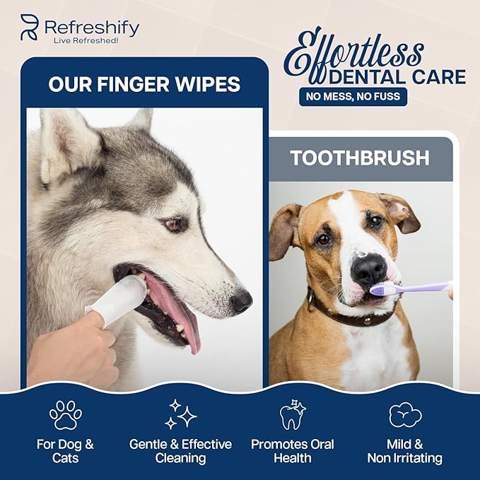 Dog Teeth Cleaning Wipes - 100 Value Pack - Fresh Mint Dog Dental Wipes, Vet Formulated Pet Teeth Cleaning Finger Wipes for Dogs & Cats – Effective Dog Teeth Cleaning, Plaque & Tartar Solution-PawvioPets