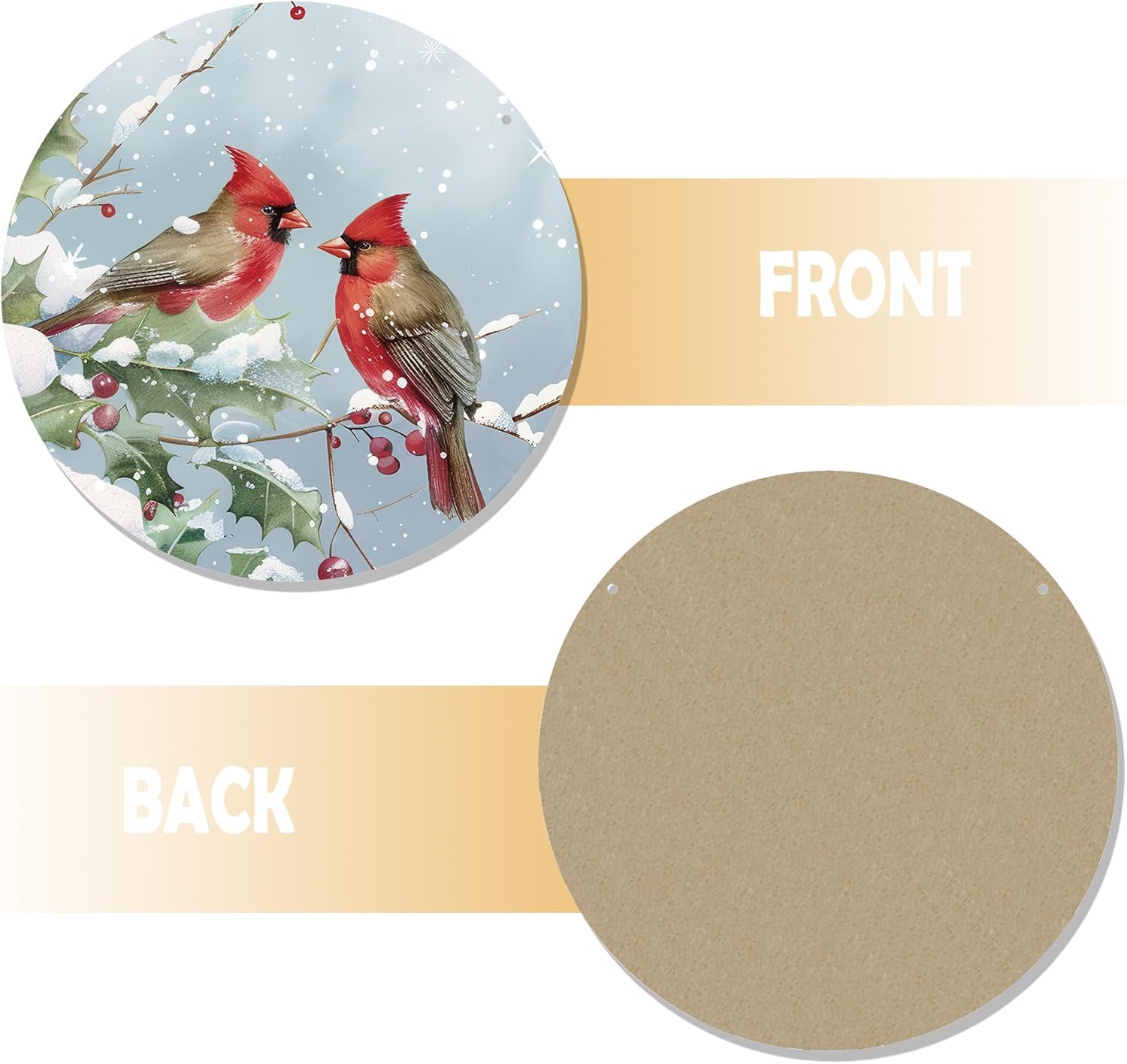 CGBHW Winter Christmas Cardinal Birds Wooden Sign, Winter Branches Berry Snowflake Snow Decoration Hanging Sign Wall Decor, Rustic Farmhouse Christmas Holiday Seasonal Wooden Sign for Home Door Decor 12 x 12 Inch