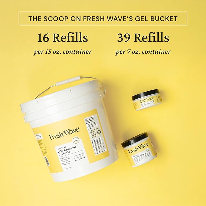 Fresh Wave Odor Removing Gel Bucket, 15.5 lb. (248 oz.) | Lemon Scent Refill | Odor Absorbers for Home | Safer Odor Relief | Natural Plant-Based Odor Eliminator | For Cooking, Trash & Pets-PawvioPets