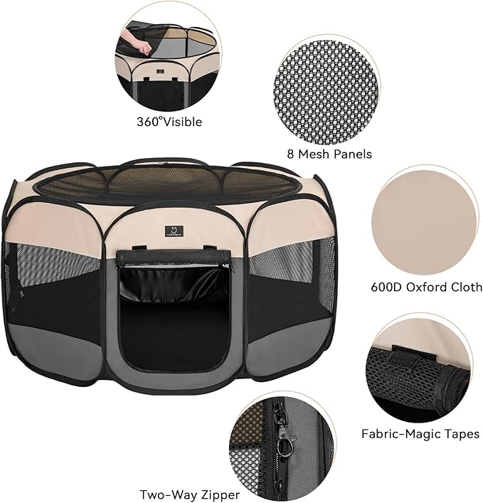 A4Pet Portable Kitten Playpen for Cats, 27" Foldable Pet Playpen for Puppy/Cat/Rabbit/Chick, with Removable Zipper Top & Mesh Panel(11”W × 7.5”H)-PawvioPets