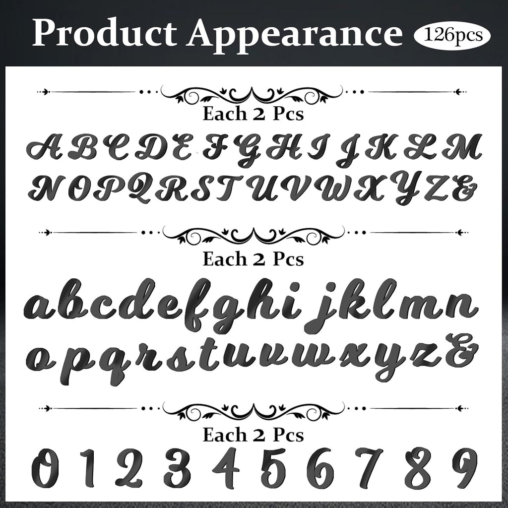 126 PCS Custom Name Cake Topper Acrylic Letters DIY Personalized A-Z & 0-9 Number Alphabet Cake Decoration For Wedding Anniversary Baby Shower Party Birthday Supplies (Black)