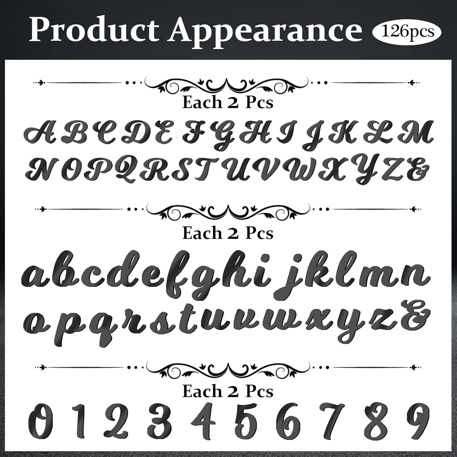 126 PCS Custom Name Cake Topper Acrylic Letters DIY Personalized A-Z & 0-9 Number Alphabet Cake Decoration For Wedding Anniversary Baby Shower Party Birthday Supplies (Black)