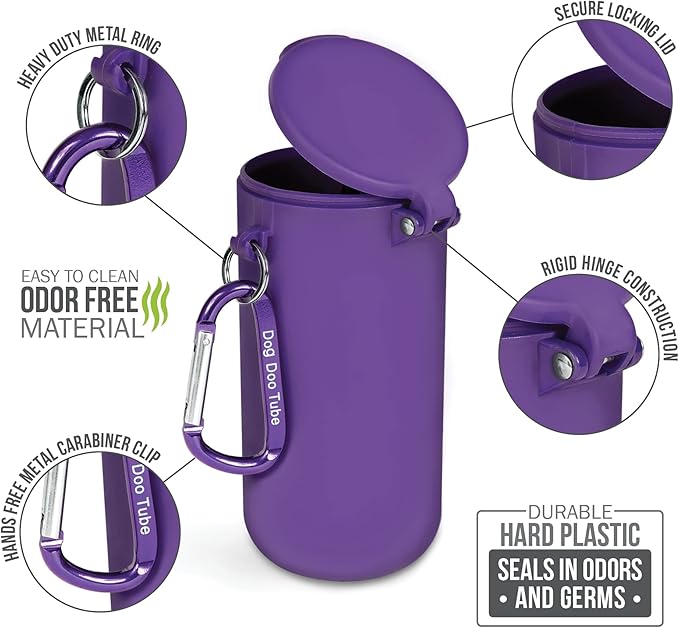 Dog Doo Tube Filled Dog Waste Bag Holders - Reusable Dog Poop Bag Tubes Designed to Keep in Odors and Germs-PawvioPets