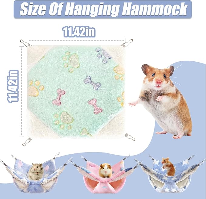 4 Pcs of Rat Hammocks Small Animal Hammock Rat Hanging Bed Guinea Pig Hammock Guinea Pig Accessories for Small Animals Cage Chinchilla Parrot Sugar Glider Ferret Squirrel-PawvioPets